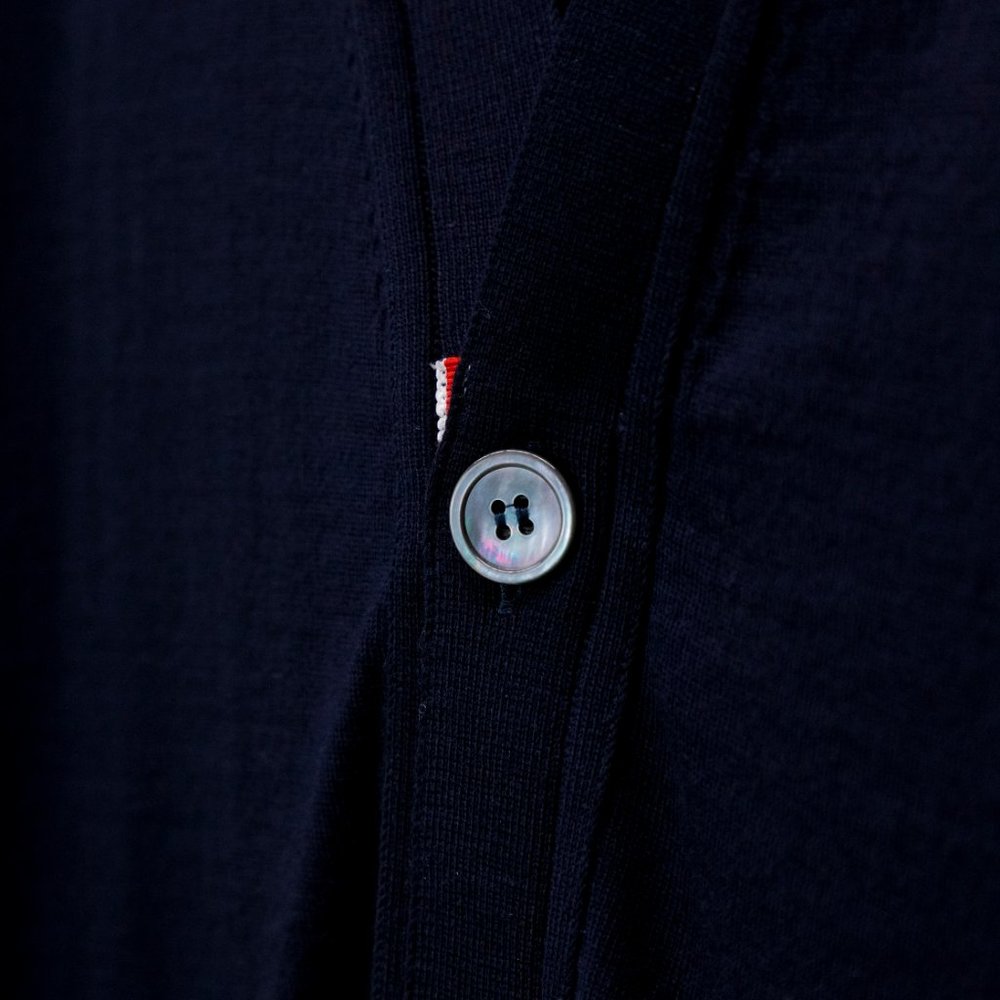 !!SOLD!! Thom Browne Navy Cardigan With Striped Sleeve - Picture 3 of 8